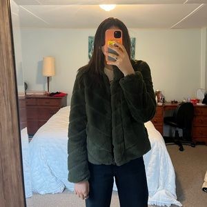 Ci Sono army green faux fur jacket